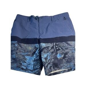 Realtree Men Blue Camouflage Performance Hybrid‎ Fishing Shorts XL Outdoor